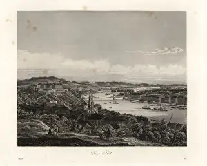 Danube Prints: View of the city of Budapest on the Danube, mid-19th century