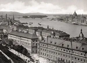View of the city of Budapest Hungary and River Danube