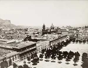 View of the city and cathedral of Palermo, Italy
