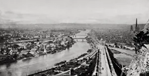 View of the city centre of Rouen along the river Seine