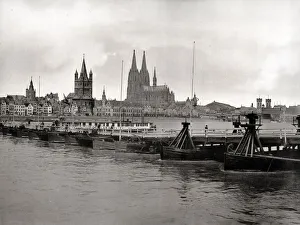 View of the city of Cologne Koln from river Rhine, Germany