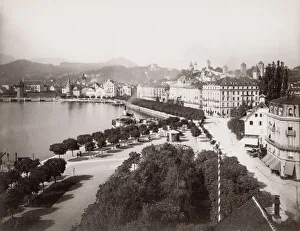 Breakwater Prints: View of the city and lake of Lucerne, Italy