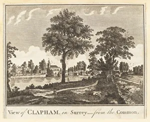 Clapham Prints: View of Clapham in Surrey from Clapham Common, London, 1784