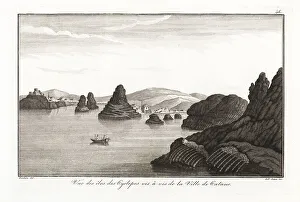 Mineralogy Prints: View of the Cyclopean Islands, Catania, Sicily, 1822