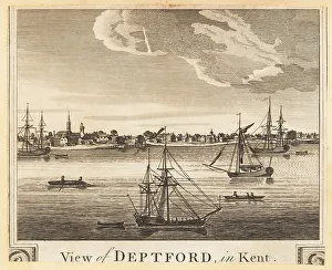 Shipbuilding Prints: View of Deptford on the River Thames, Kent, 1784