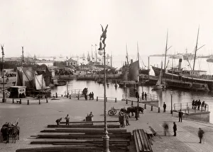View of the docks, harbour with ships Copenhagen, Denmark