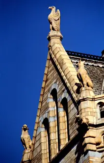 Detail view of the exterior of the Waterhouse Building
