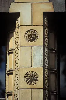 Detail view of the exterior of the Waterhouse Building