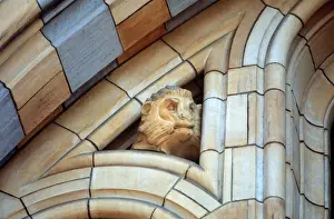 Detail view of the exterior of the Waterhouse Building