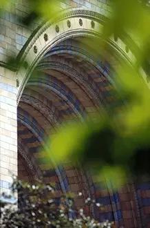 Detail view of the exterior of the Waterhouse Building