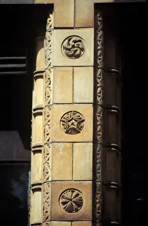 Detail view of the exterior of the Waterhouse Building