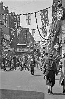 Adana Gallery: View of Fleet Street, London, with flags