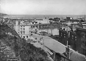 Folkestone Prints: View of Folkestone harbour, Kent