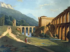 Waterfall Prints: A View of a Fortified Aqueduct, by Joseph August Knip