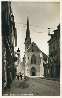 Zurich Prints: View of Fraumunster Church, Zurich, Switzerland