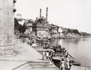 Ganges Prints: View along the ghats, Benares (Varanasi), India, c. 1880 s