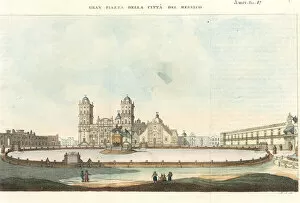 View of the Grand Plaza of Mexico City, circa 1820