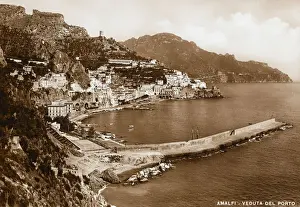 Hill Side Prints: View of the Harbour - Amalfi, Italy