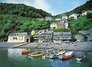 Shed Gallery: View of the harbour, Clovelly, Devon