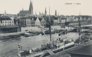 Lubeck Prints: View of the harbour at Lubeck, Germany