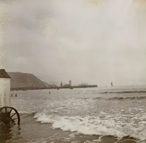 Foam Prints: View towards the harbour at Scarborough, North Yorkshire