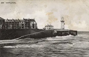 Terrace Prints: View of Hartlepool and lighthouse, County Durham