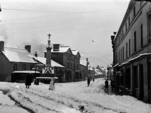 Snowy Collection: View down the High Street, Crickhowell, Powys, Mid Wales