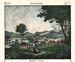 Hobart Prints: View of Hobart town, Van Diemens Land, Tasmania, Australia