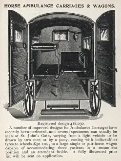 Back view of a horse-drawn ambulance