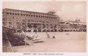 Images Dated 13th June 2019: A view of the Hotel Excelsior from the Lido beach, 1920s