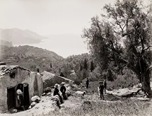 View of a house and bay, Greek island of Corfu