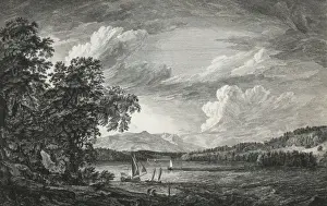 Riviere Prints: A view in Hudsons River of Pakepsey & the Catts-Kill Mounta