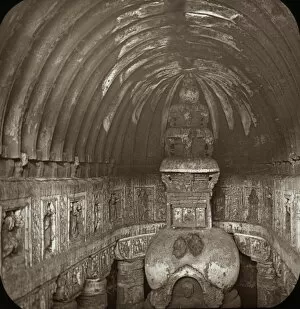 Ajanta Gallery: View of the inside of a building with arched roof