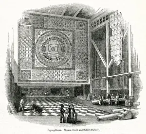 View inside a floor cloth factory, Knightsbridge, SW London