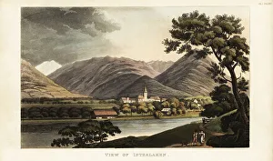 Municipality Prints: View of Interlaken, Canton of Bern, Bernese Highlands, Switzerla