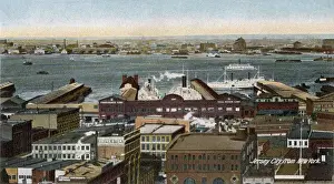 Providence Prints: View to Jersey City over the Hudson River Docks