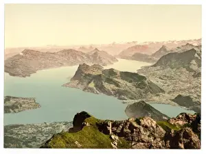 Cantons Prints: View over the Lake of Four Cantons, Pilatus, Switzerland