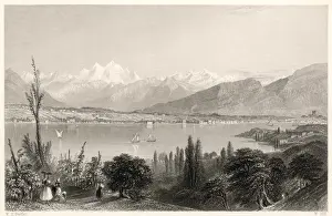 Geneva Prints: View of Lake Geneva at Coligny, France