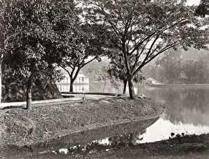 View on the lake at Kandy, Ceylon, (Sri Lanka) c. 1880 s