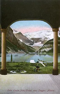 View from Lake Louise Hotel near Laggan, Alberta, Canada