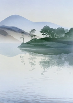 Beautiful Landscapes Gallery: View across a lake toward mountains