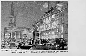 Performances Prints: View of Langham Place, London, at night