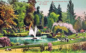 A view of Le Bassin des Cygnes (gardens and lake) at Vichy