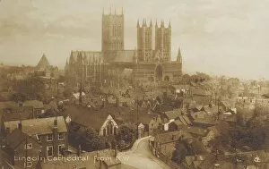 Roofs Collection: View of Lincoln Cathedral from the North West