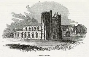 Crenellation Prints: View of Llandaff Cathedral, near Cardiff, South Wales