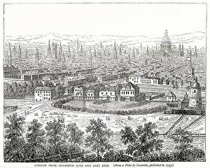 1753 Prints: View of London from Islington of the City and East End. Date: 1753