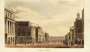 Manufactures Prints: View looking south down Regent Street to Carlton House, London