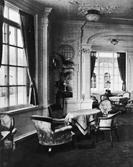 Parisian Gallery: View of the luxurious reading room onboard the Titanic