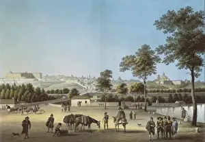 Segovia Prints: View of Madrid taken from the Segovia road. Engraving