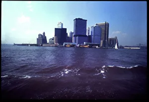 Manhattan Prints: View of Manhattan from ferry 1970s, USA